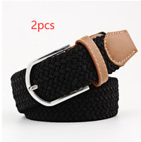 Women's Canvas Belt Student Pants Casual Stretch Braided Needle Buckle