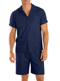 Mens Commuter Casual Button-Down Short-Sleeve Shirt Set