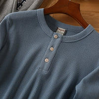 European And American Men's Cotton Waffle-Weave Long-Sleeve T-Shirt Base Layer