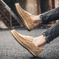 Trendy Low-top Slip-on Loafers Sewing Simple Outdoor Men's Driving Shoes