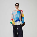 Design Color Block Splicing Knitwear Sweater For Women