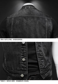 Harley Motorcycle Men's Uniform Black Stand-up Collar Plus Size Denim Vest