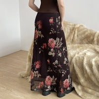 Women's Soft Printed Mesh Midi Skirt