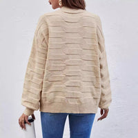 Casual Long-sleeved Round Neck Solid Color Pullover Sweater