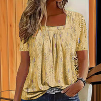 Women's Fashion Print Round Neck Short-sleeved Top