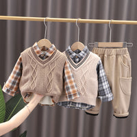 Fashion Personality Boy Sweater Vest Three-piece Set