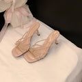 2026 Summer New Arrival European And American Style Open Toe Square Toe Multi-Row Rhinestone Stiletto Women's High Heel Sandals
