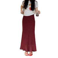 Polka Dot Chiffon Sheath High Waist Skirt Women's Fishtail Skirt