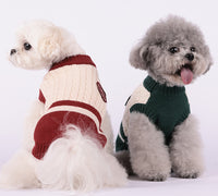 Preppy Style Dog Winter Warm Clothes Teddy Bichon Color Matching Sweater Small Dog Sleeveless Pet Clothes Wholesale