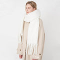 All-match Soft Glutinous Solid Color Cashmere-like Tassel Scarf For Women