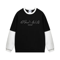 Contrast-color Stitching Sweatshirt Fake Two-piece