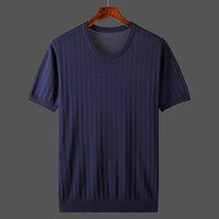 Hollow-out Knitted Casual Men's Short-sleeved Shirt