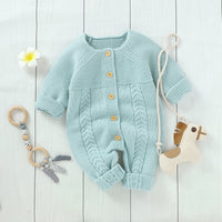 Children's Casual Knitted Single-breasted One-piece Romper