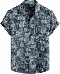 Men's Hawaiian Casual Flower Short Sleeve Single-breasted Beach Tropical Shirt