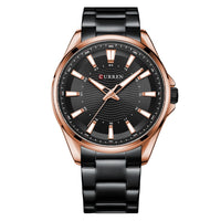 Waterproof Round Mens Simple Steel-Strap Watch