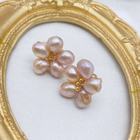 Irregular-shaped Freshwater Baroque Pearl Petal Earrings
