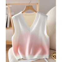 Women's Gradient V-neck Knitted Vest Sweater