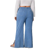 Women's Plus Size Drawstring Casual Loose Wide Leg Jeans