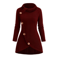 Womens Asymmetrical Turtleneck Long-Sleeve Knitted Cardigan