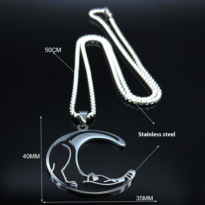 Fashion Creative Cat Moon Cartoon Necklace