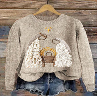 Needle Digital Printing 3D Round Neck Sweater Street Comfortable