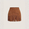 Womens Retro Rivet Tassel Mini Skirt
