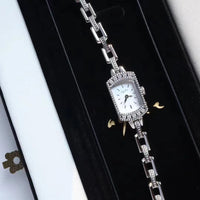 Vintage Square Watch For Women A Dainty Mini Square Design With A Wheat-sheaf Motif