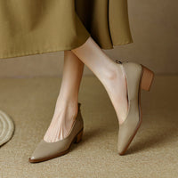 Womens Sheepskin Low-cut Heels