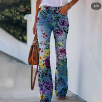 Printed Vintage Flared Jeans