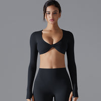 Deep V-neck Figure-hugging Breathable Cross-over Yoga Wear