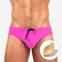 Men's Solid Color Tethered U-Cup Swim Briefs