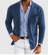 Business-Casual Printed Blazer With Double Buttons