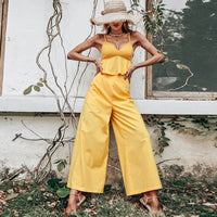 Yellow Vest Top Suspender Casual Jumpsuit Two-piece Suit