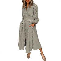 Womens Cable-Knit Loose-Fit High-Waisted Dress With Trim