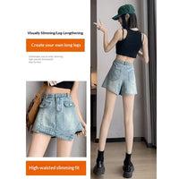 New High-waisted Retro-style Fashionable Casual Denim Shorts