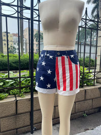 Creative National Flag Print Denim Womens Shorts