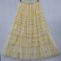Plus-size Women's Mid-length Tie-dye Ink Print Mesh Skirt