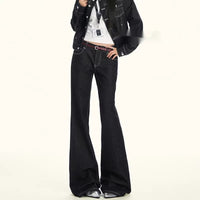 Deep Blue Low-rise Wide-leg Slightly Flared Jeans That Dont Cling To The Legs