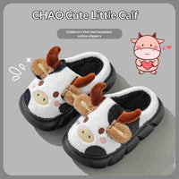 Autumn And Winter Children's Cotton Slippers Cow Fur