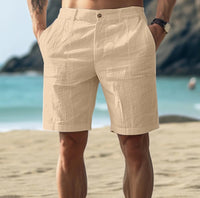 Men's Cotton And Linen Casual Pants Casual Five-point Library
