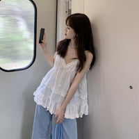 Camisole V-neck Ruffled Outer Wear Single Blouse