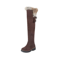 Autumn And Winter Simple Plus Size 40-44 Suede Over The Knee Student Women's Boots