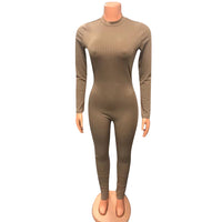 Tight-Fitting Threaded Tight-Fitting Long-Sleeved Jumpsuit
