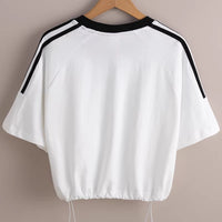 Loose-fitting Versatile Asymmetrical Street-dance Style Retro Short-sleeve T-shirt