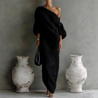 Womens Off-Shoulder Loose Resort-Style Dress