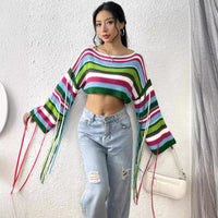 Ultra Short Midriff-baring Loose Sweater