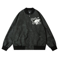 Ins American-style Street Fashion Leather Embroidered Letter Baseball Uniform Jacket