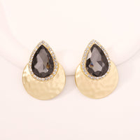 Drop Shape Inlaid Color Diamond French Exaggerated Earrings