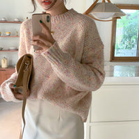 Vintage melange knitted crew neck sweater
