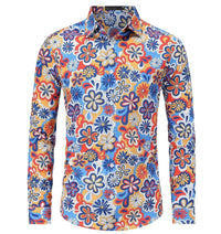 Men's Button Floral Retro Long-sleeved Shirt